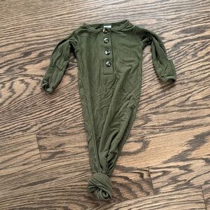 Lou Lou & Company Cozy Olive Green Baby Knot Gown - Ribbed